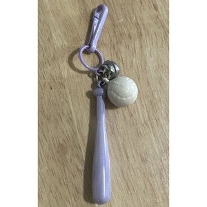 Lilac 80s Baseball Bat & Ball w Bell For Clip On Charm Plastic Necklace